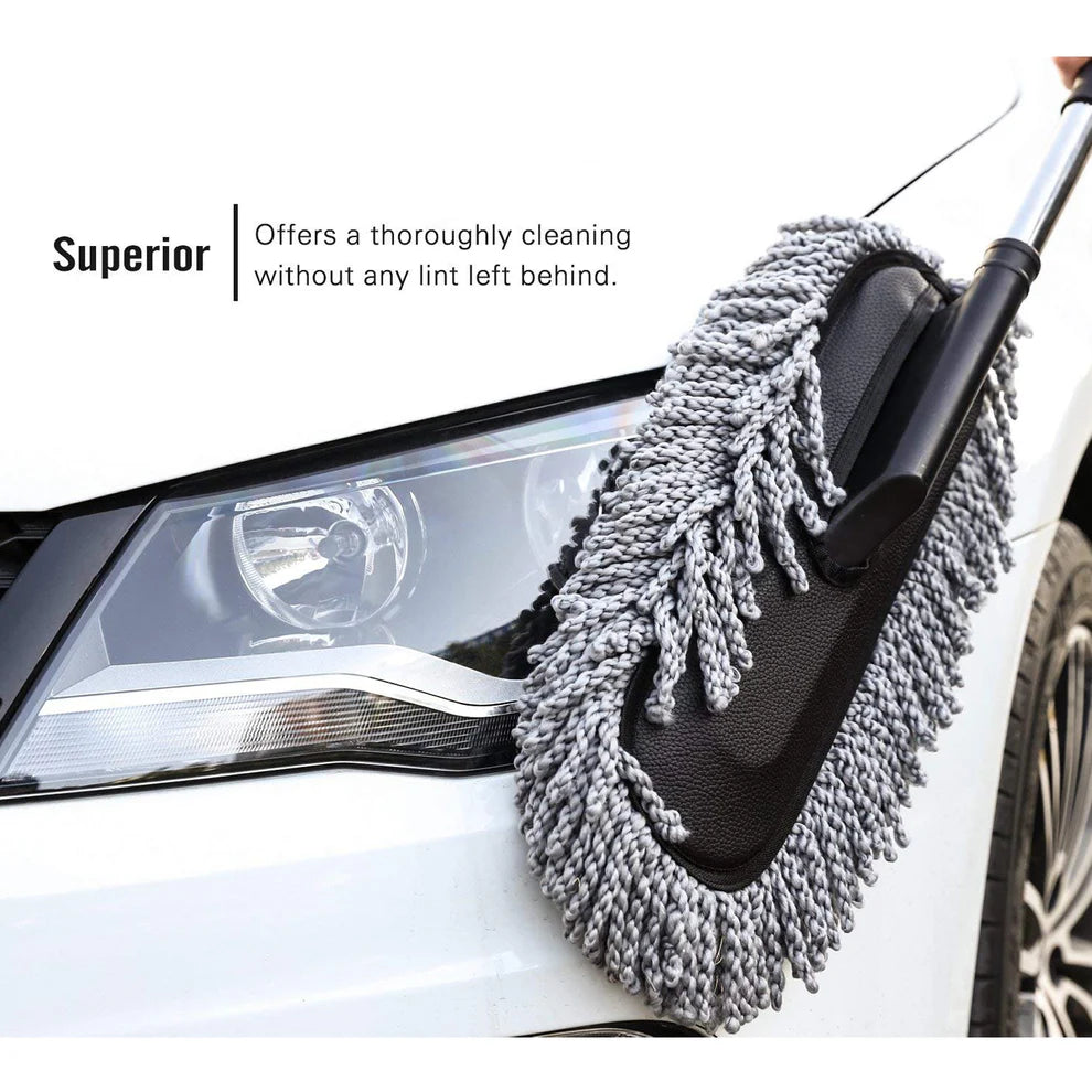 Car Duster with Long Retractable Handle & Soft Microfiber Bristles