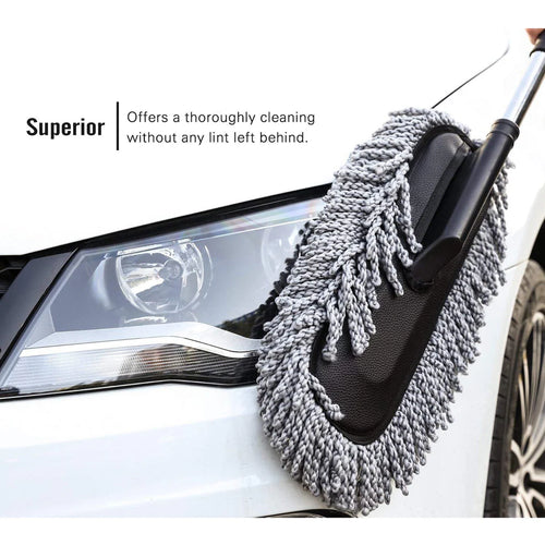 Car Duster with Long Retractable Handle & Soft Microfiber Bristles